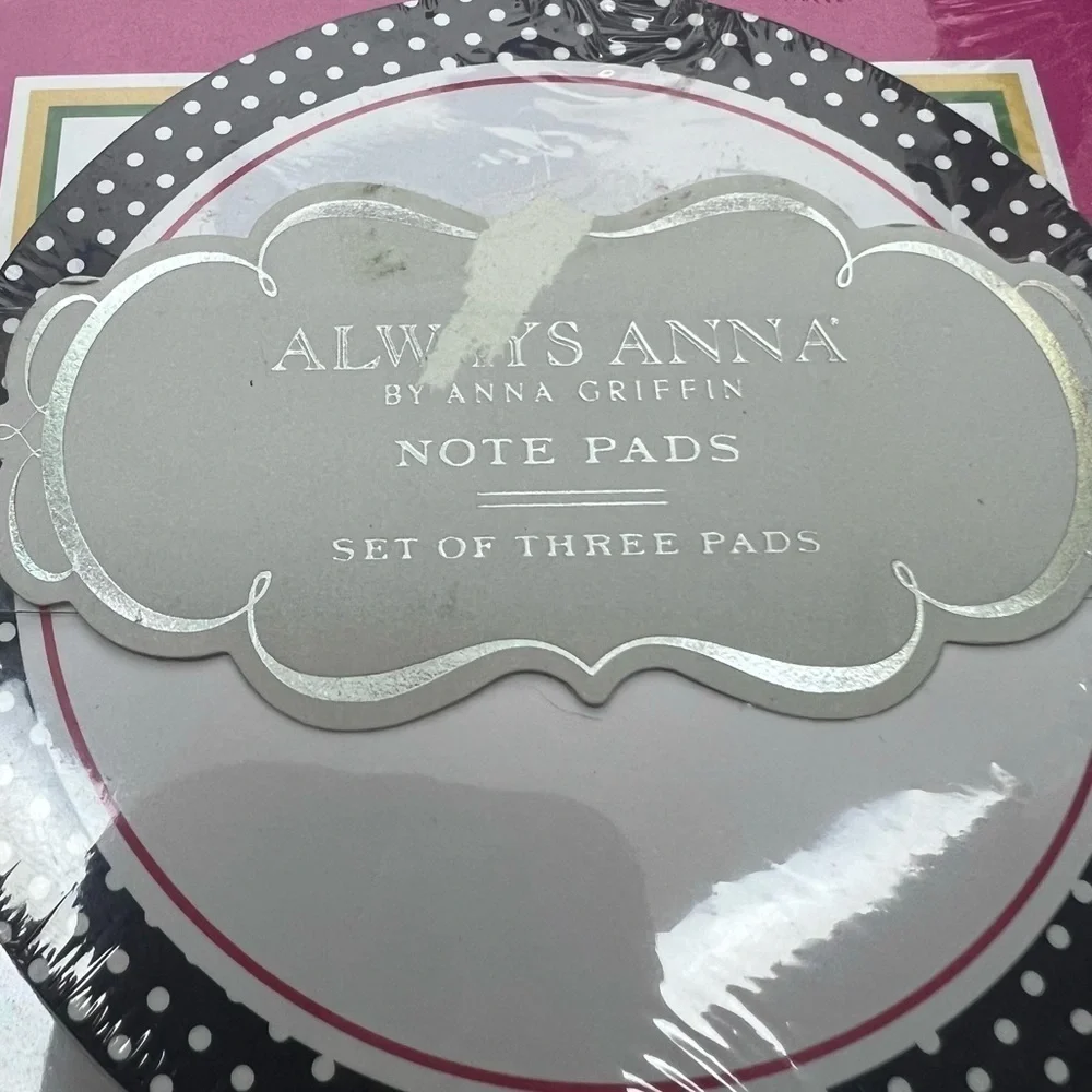 ANNA GRIFFIN Notepads Always Anna Set of 3 NWT Stationery Dots Desk Accessories